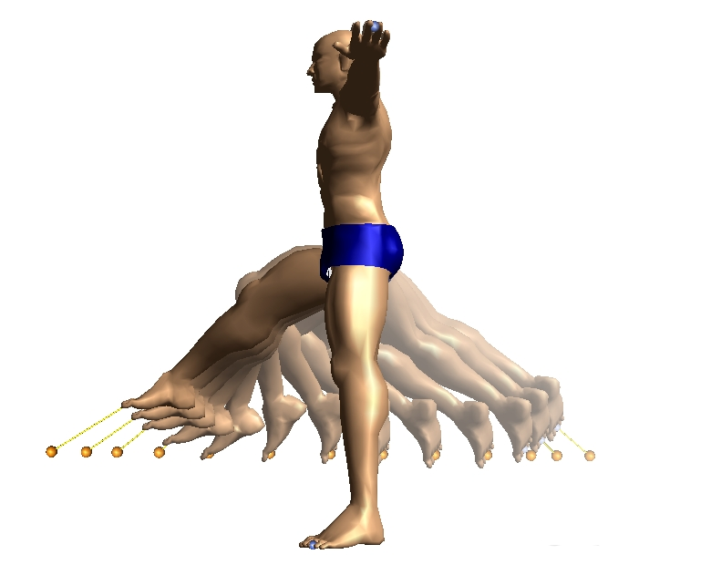 Leg stretching motion synthesized with inverse kinematics